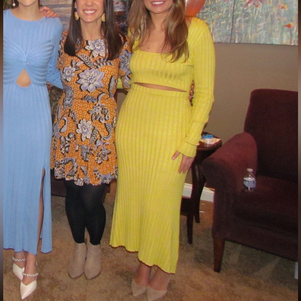 AFRM Yellow Ribbed Knit Dress